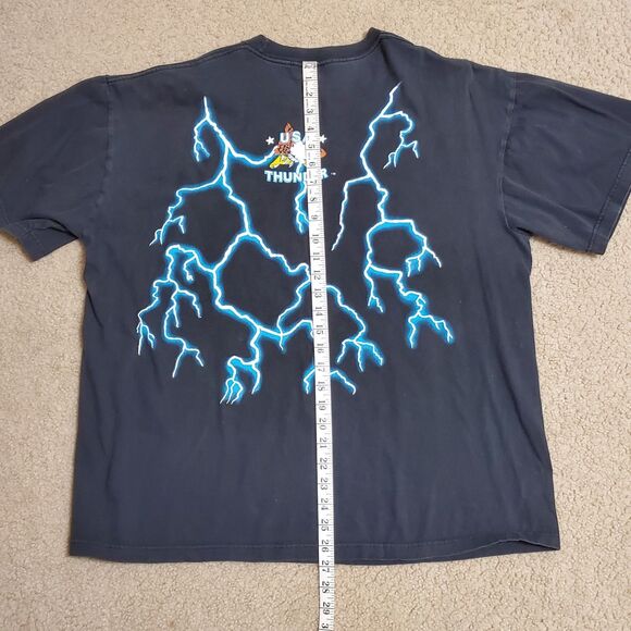 Vintage Mens Thunder Sportswear Graphic T-shirt Wolf, Motorcycle & Lightning - Picture 9 of 10